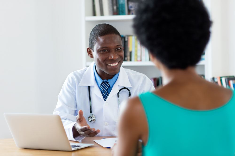 Patient talking with doctor