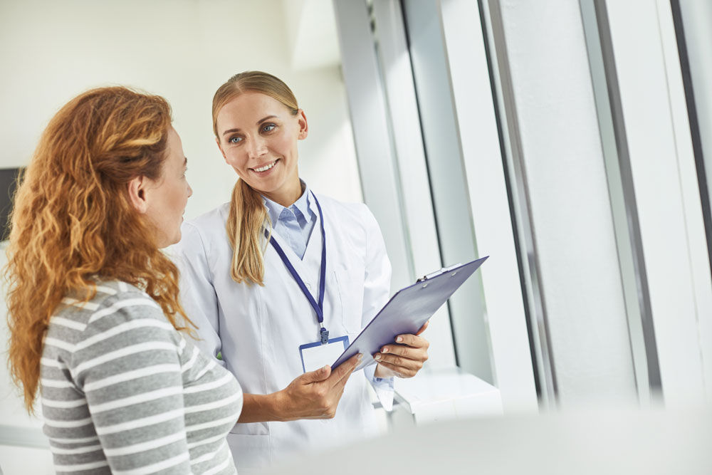 Patient talking with doctor