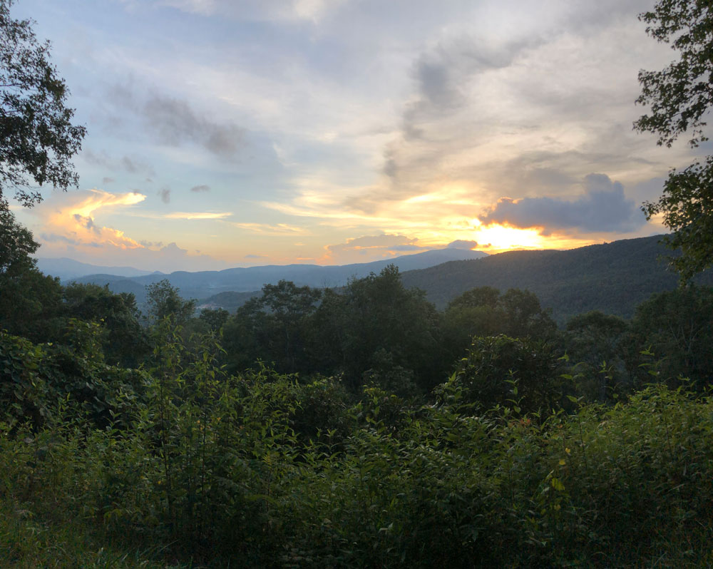sunset over mountains