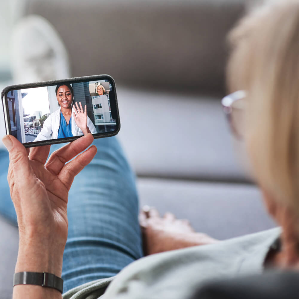 Woman on virtual doctor visit